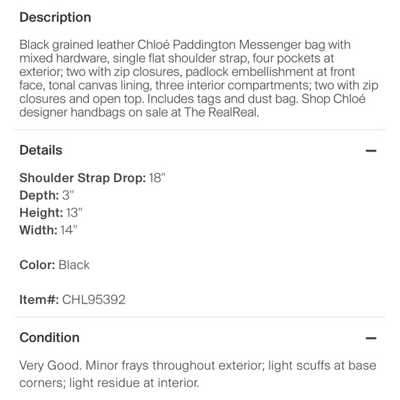 CHLOE PADDINGTON MESSENGER CROSSBODY SHOULDER BAG - Picture 16 of 16